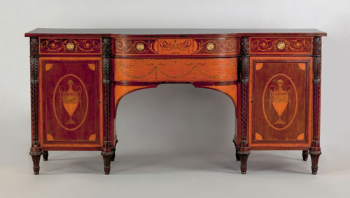 Appraisal: English Regency style mahogany and satinwood sideboard late th c