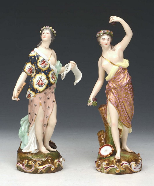 Appraisal: A PAIR OF CONTINENTAL MEISSEN STYLE PORCELAIN CLASSICAL MAIDENS cm