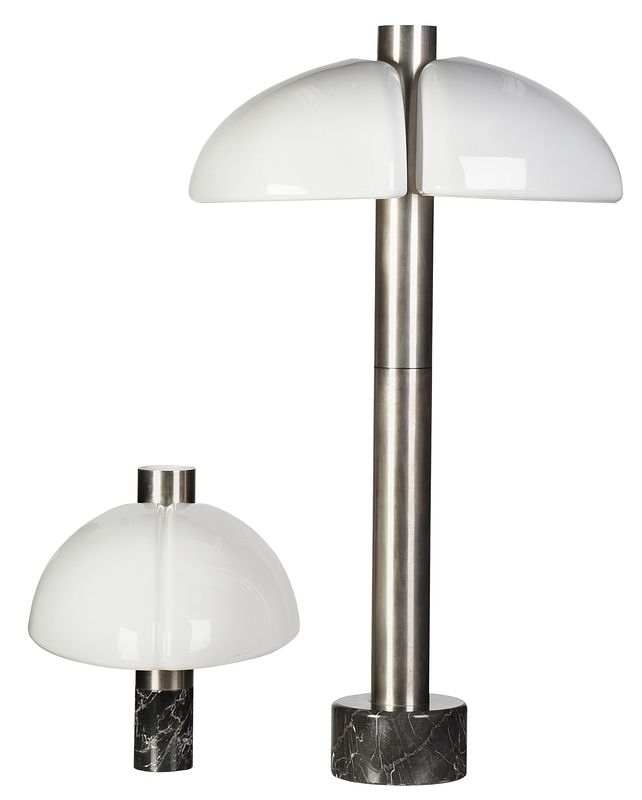 Appraisal: Modern Chrome Floor Lamp and Table Lamp Italian th century