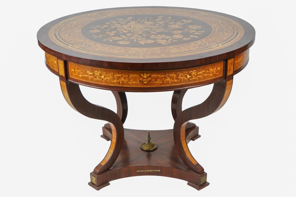 Appraisal: ITALIAN MARQUETRY INLAID TABLE th century inches diameter inches high