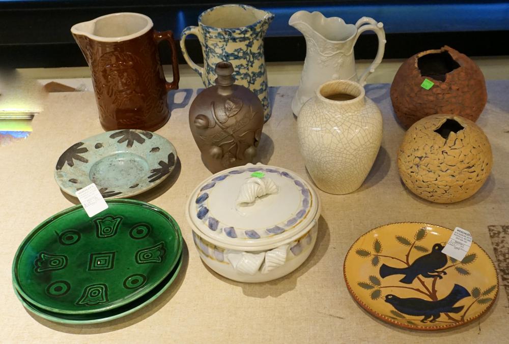 Appraisal: Collection of Assorted Art and Folk Pottery Articles Including Blue