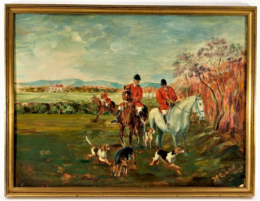 Appraisal: English Fox Hunting O C Landscape Painting England th Century