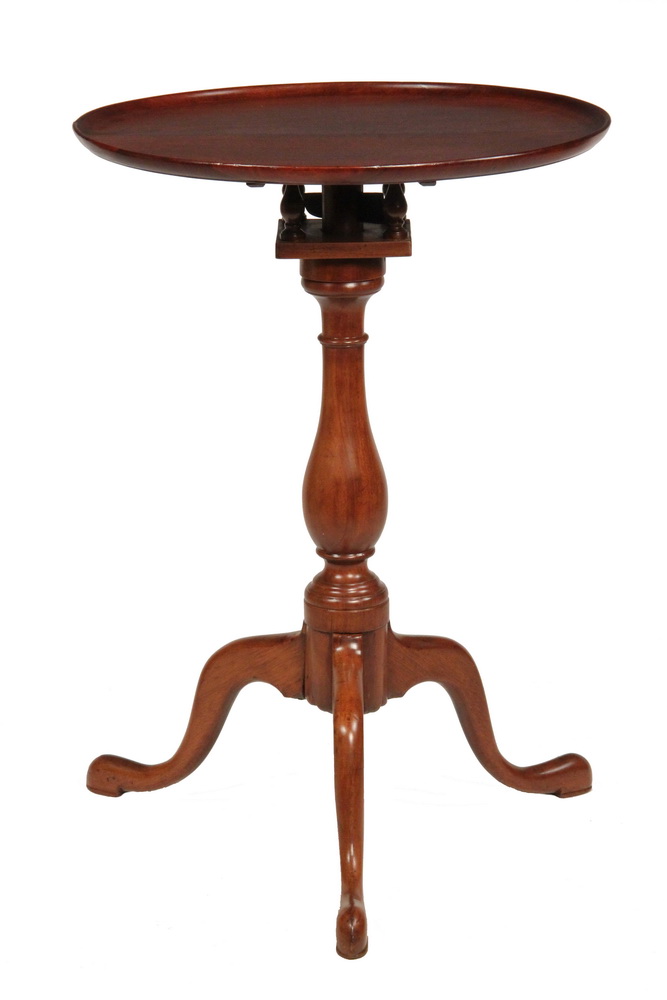 Appraisal: CANDLESTAND - Chippendale Mahogany Bird Cage Tilt-Top Candlestand with dish