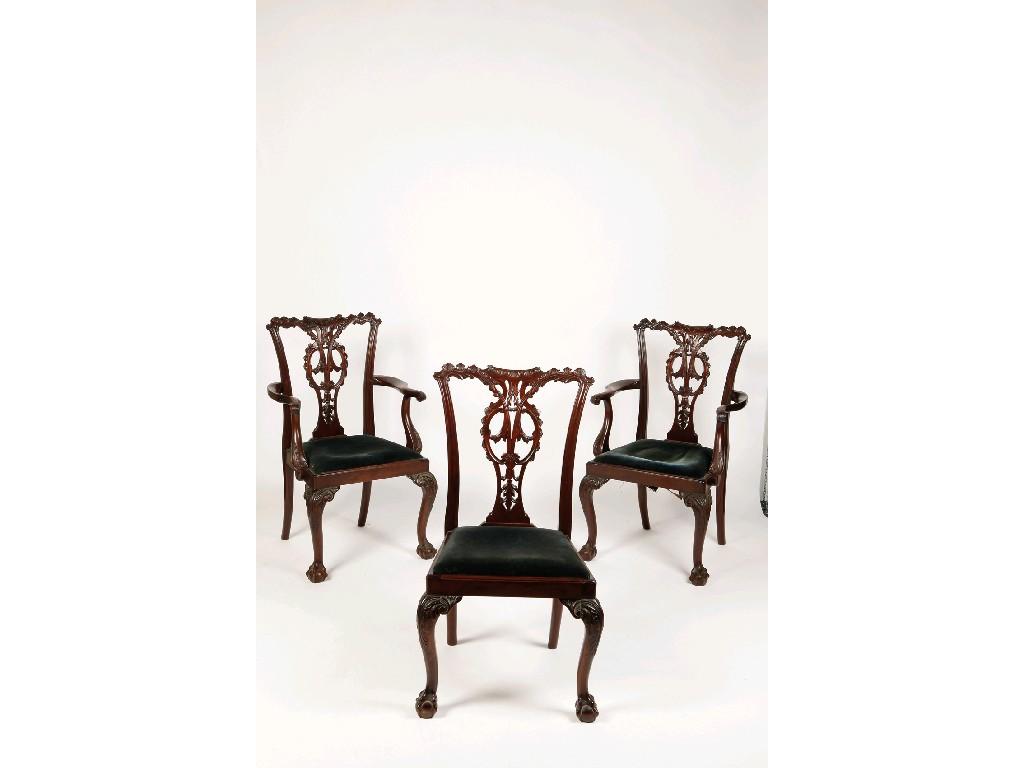 Appraisal: A SET OF EIGHT EARLY TH CENTURY MAHOGANY CHIPPENDALE REVIVAL