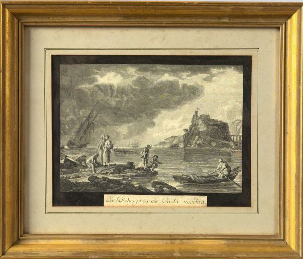 Appraisal: French Engraving of La Peche pres de Civitavecchia the Fishery