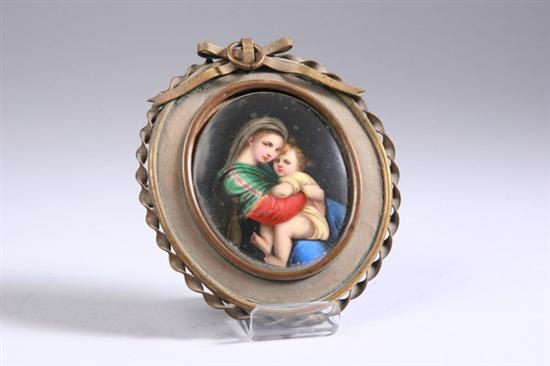 Appraisal: CONTINENTAL HAND-PAINTED PORCELAIN PLAQUE late th century Depicting the Madonna