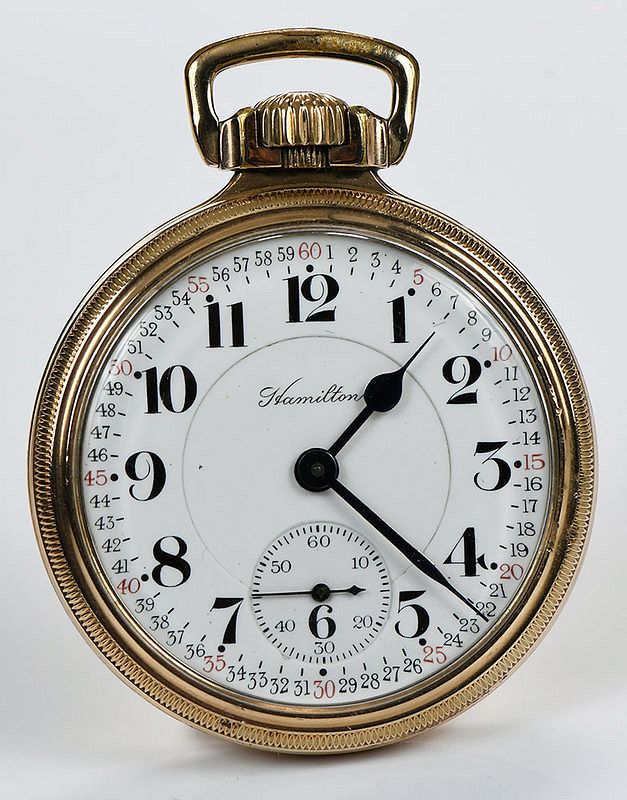 Appraisal: Hamilton Pocket Watch mm case black and red Arabic numeral