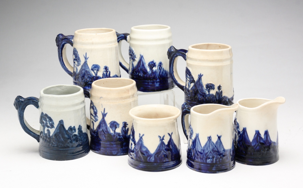 Appraisal: SLEEPY EYE MUGS CREAMERS AND POT Ca All with Native