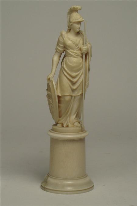 Appraisal: A th century carved ivory figure of Pallas Athena standing