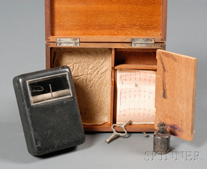 Appraisal: Portable Barograph by Jules Richard Paris the hinged leather case