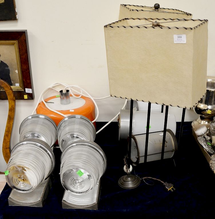 Appraisal: Group lot to include an Atomic lamp with skin shades