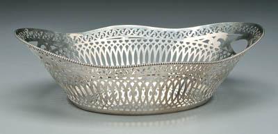 Appraisal: Dutch silver basket oval with scalloped and beaded border scroll