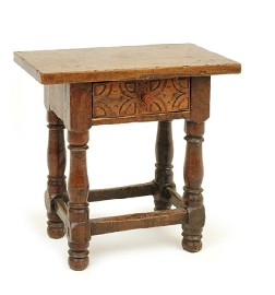 Appraisal: A TH CENTURY OAK SIDE TABLE The rectangular top above