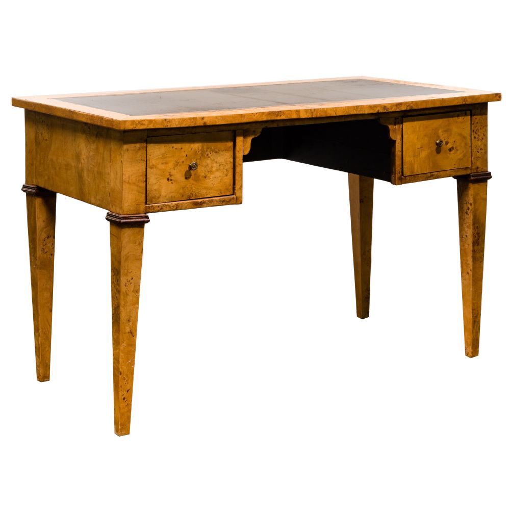 Appraisal: BIEDERMEIER STYLE BIRDSEYE MAPLE DESKVeneer over oak construction having tapered