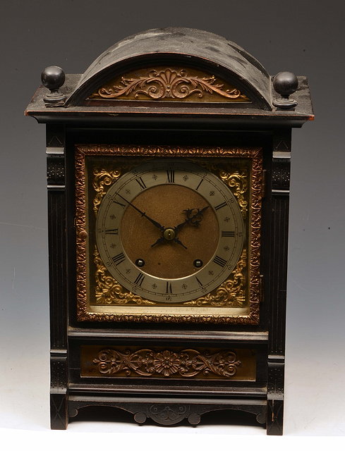 Appraisal: A LATE TH CENTURY EBONISED MANTEL CLOCK the square brass