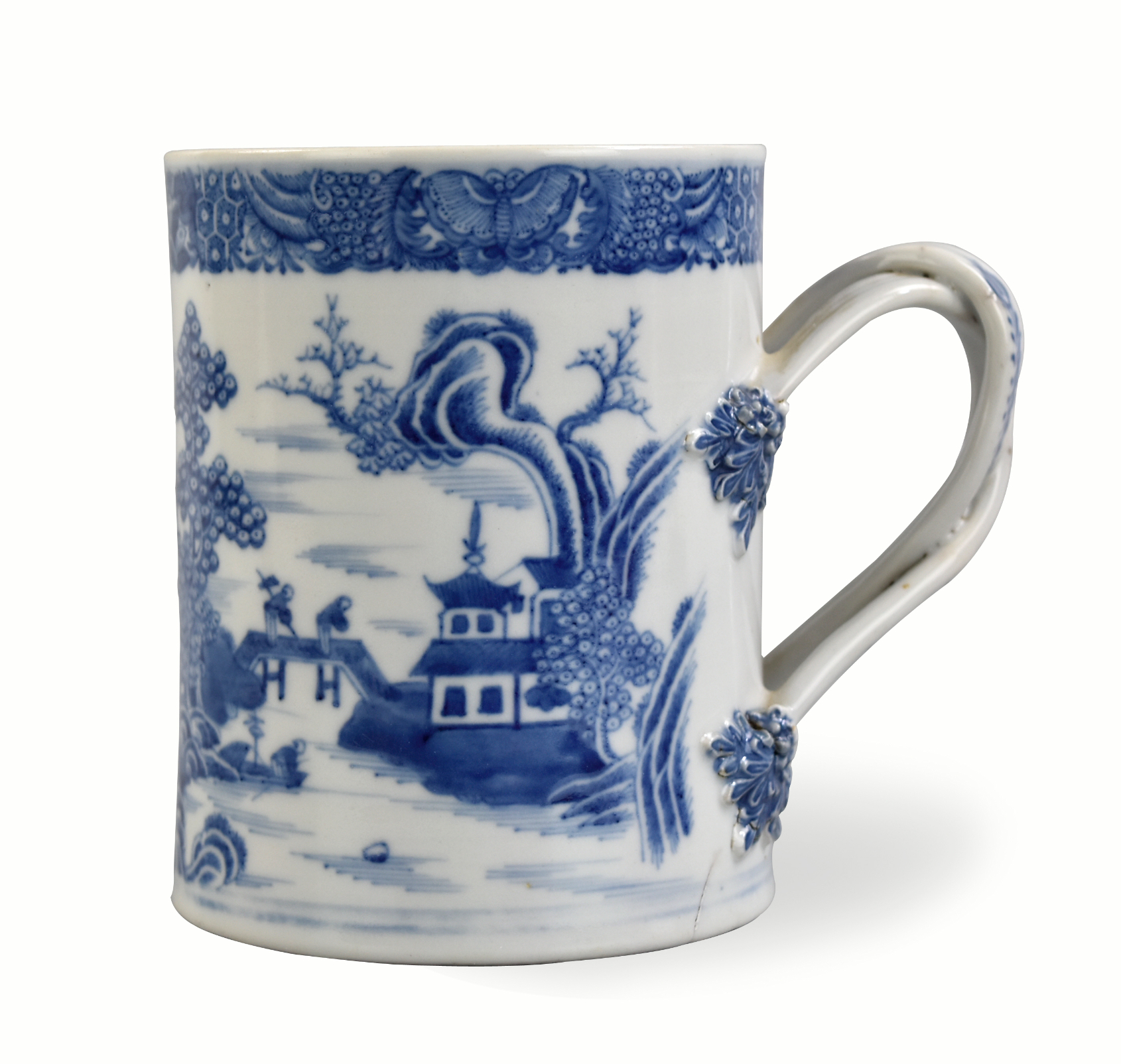 Appraisal: Chinese th C porcelain mug with a cross handle flowers