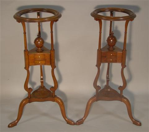 Appraisal: PAIR QUEEN ANNE STYLE MAHOGANY PLANT STANDS the circular open