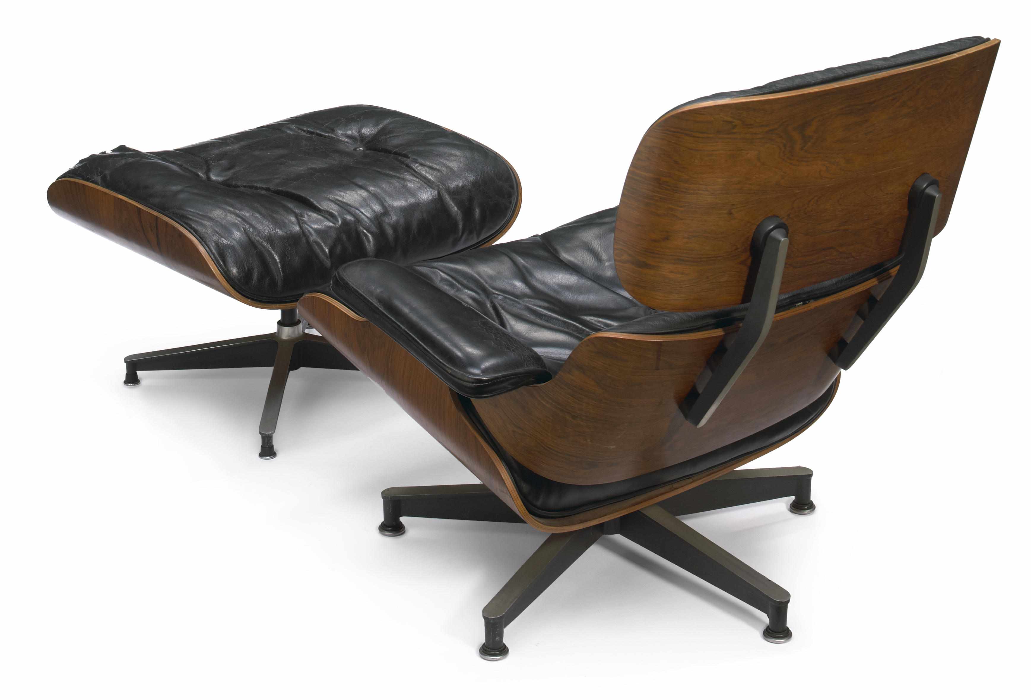 Appraisal: A Charles and Rae Eames rosewood and leather lounge chair