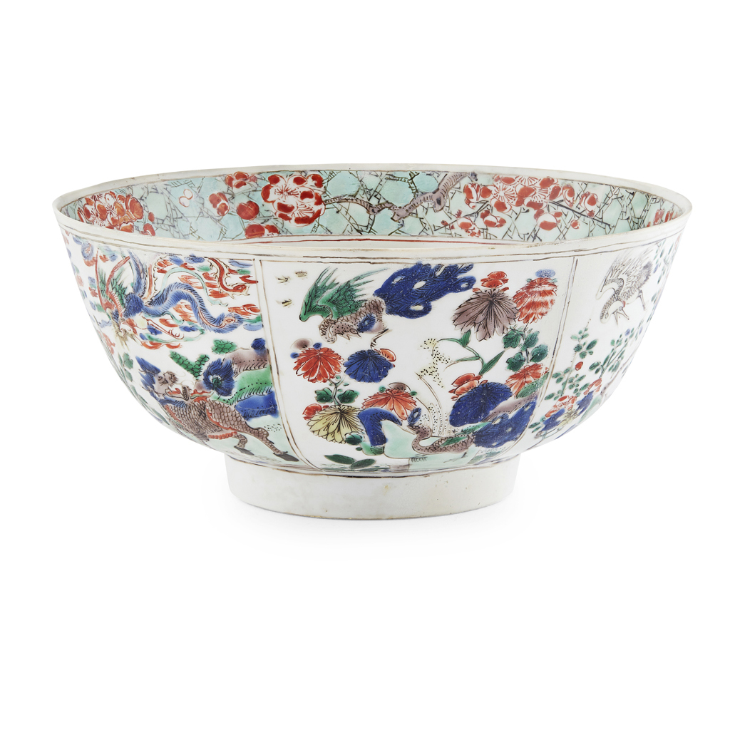 Appraisal: FAMILLE VERTE BOWL the exterior decorated with six floral panels