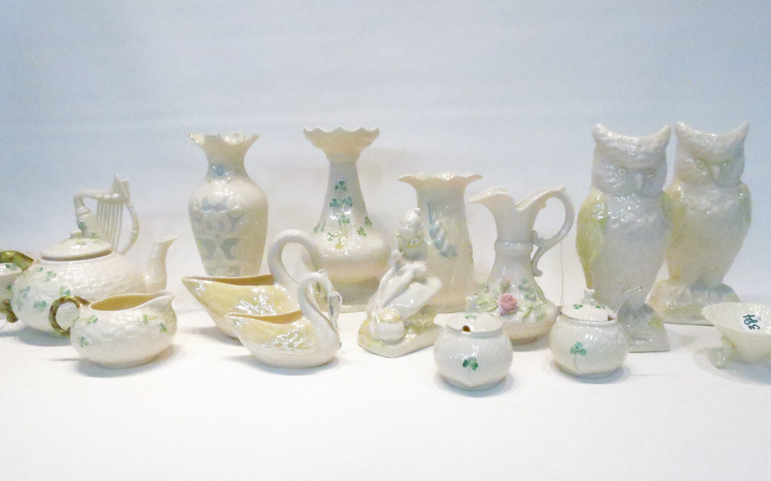 Appraisal: COLLECTION OF BELLEEK PARIAN PORCELAINS forty-six pieces marks from -