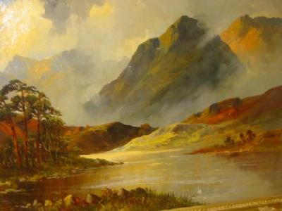 Appraisal: JOEL OWEN Highland Scene signed and dated x gilt frame