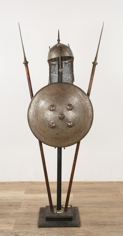 Appraisal: Indo Persian armor and spears th Century Indo Persian Kulah