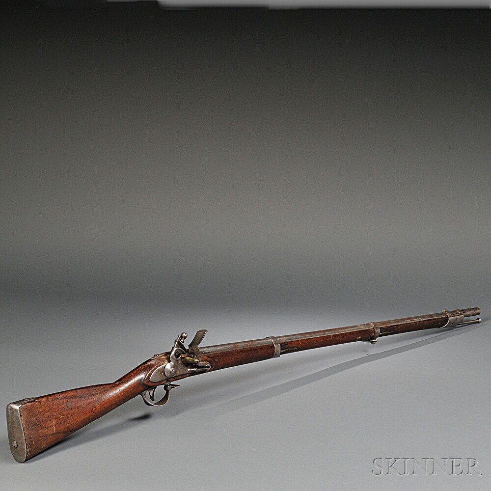 Appraisal: Model Flintlock Musket c walnut stock with a cartouche on