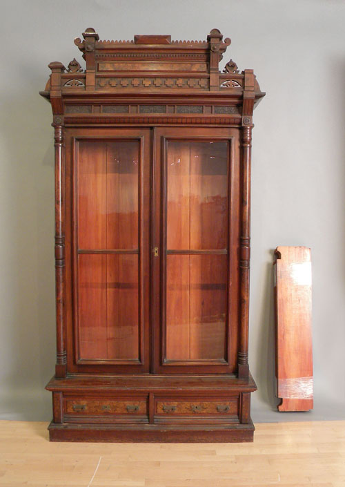 Appraisal: Victorian carved bookcase h l