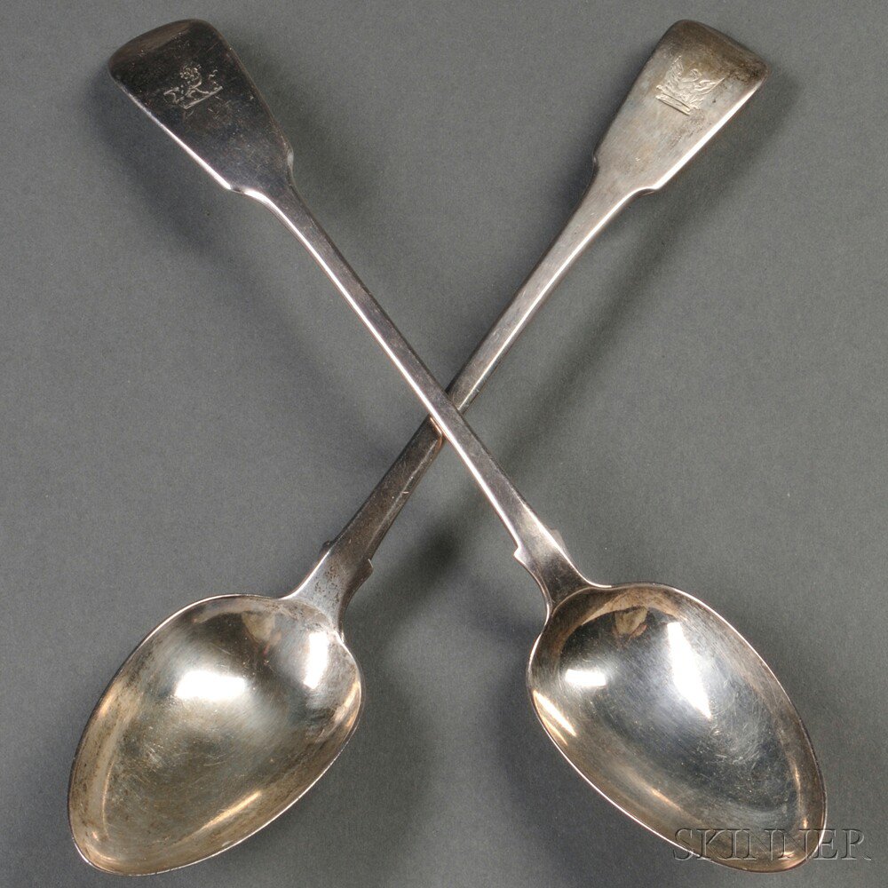 Appraisal: Two George III IV Sterling Silver Stuffing Spoons London -