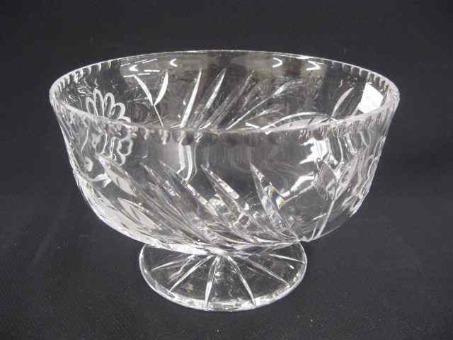 Appraisal: Cut Crystal Bowl pedestal base floral '' diameter excellent