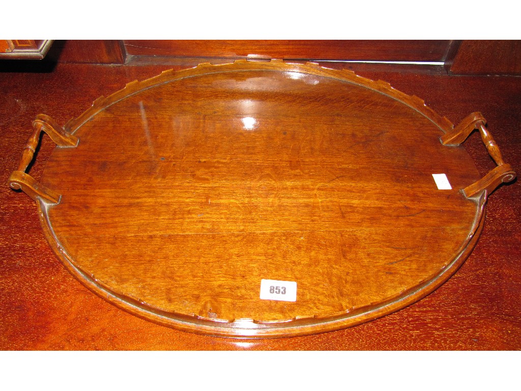 Appraisal: Oak double handled serving tray