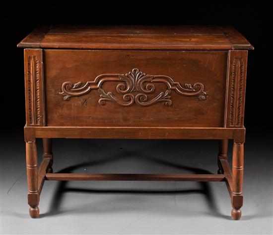 Appraisal: Henri II style walnut trunk on stand th century relief