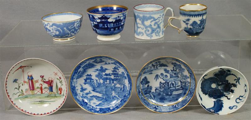 Appraisal: each assorted English porcelain cups saucers all with blue white