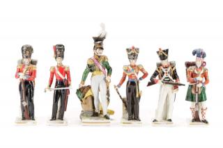 Appraisal: Capodimonte Porcelain Military Soldiers Capodimonte Italian founded and Ludswigsburg German