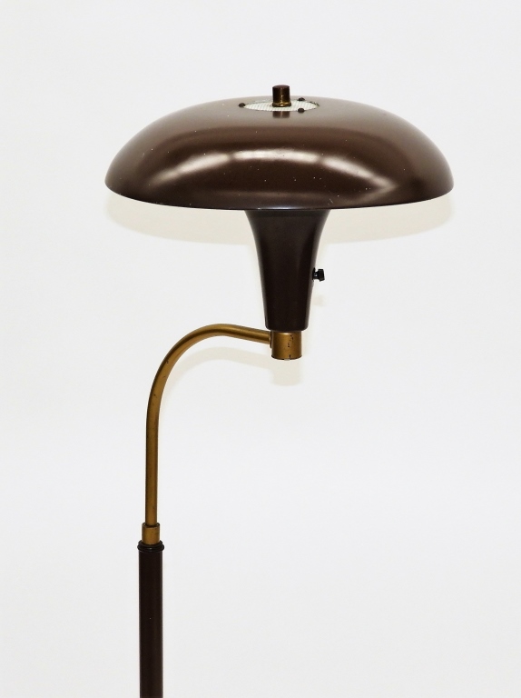 Appraisal: MCM FLYING SAUCER MODERNIST GOOSENECK FLOOR LAMP United States MCMChocolate