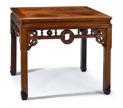 Appraisal: Chinese hongmu square corner table th century