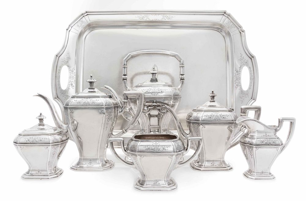 Appraisal: An American Silver Seven-Piece Tea and Coffee Service An American