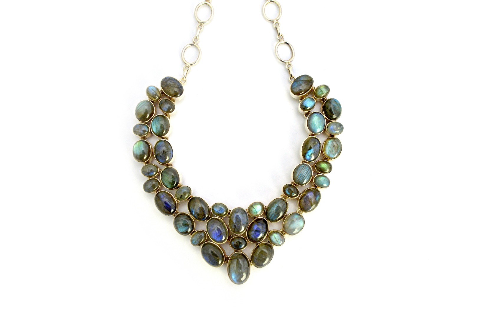 Appraisal: A silver and labradorite collar necklace mounted with vary sized