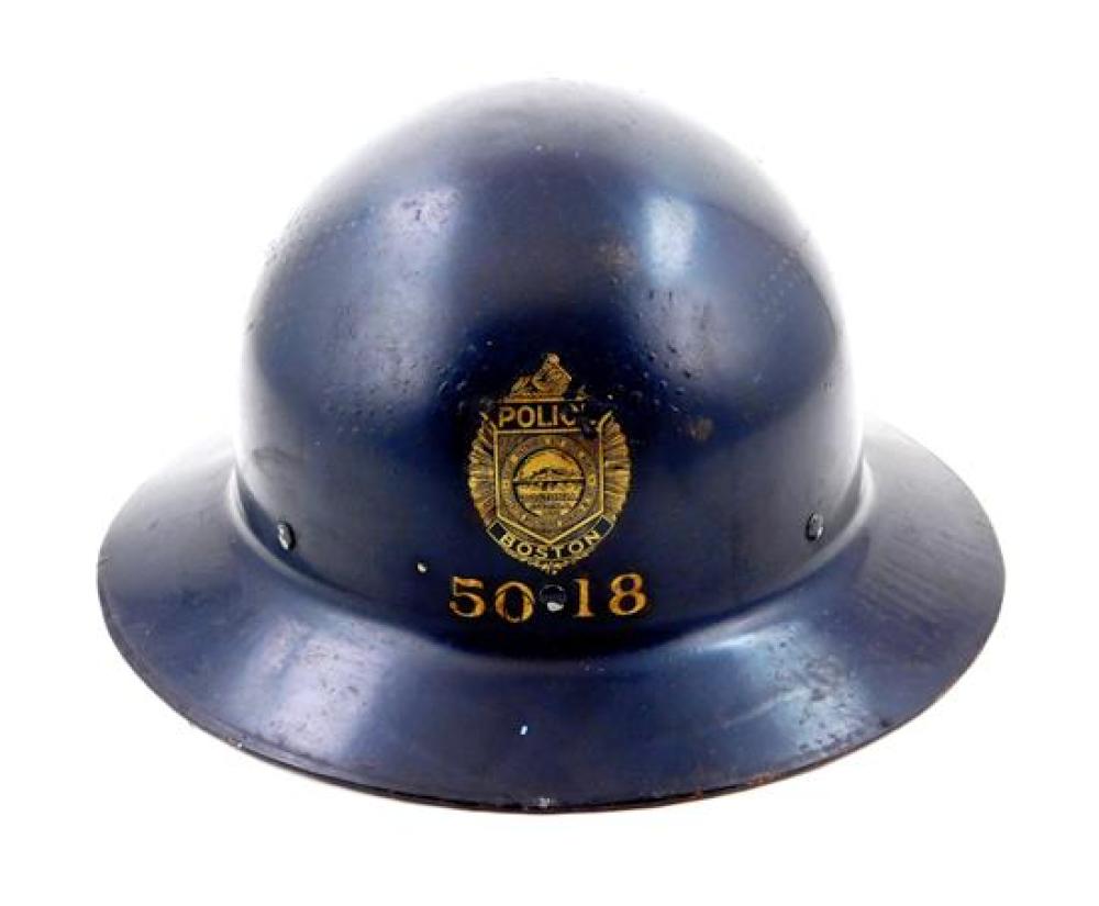 Appraisal: POLICE MEMORIBLIA Boston Police wide-brim helmet early to mid- th