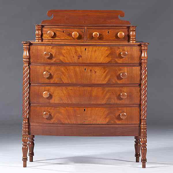 Appraisal: Bowfront Chest of Drawers American ca - a bowfront chest