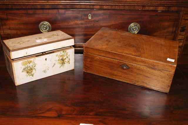 Appraisal: A PAINTED TEA CADDY and one other work box with