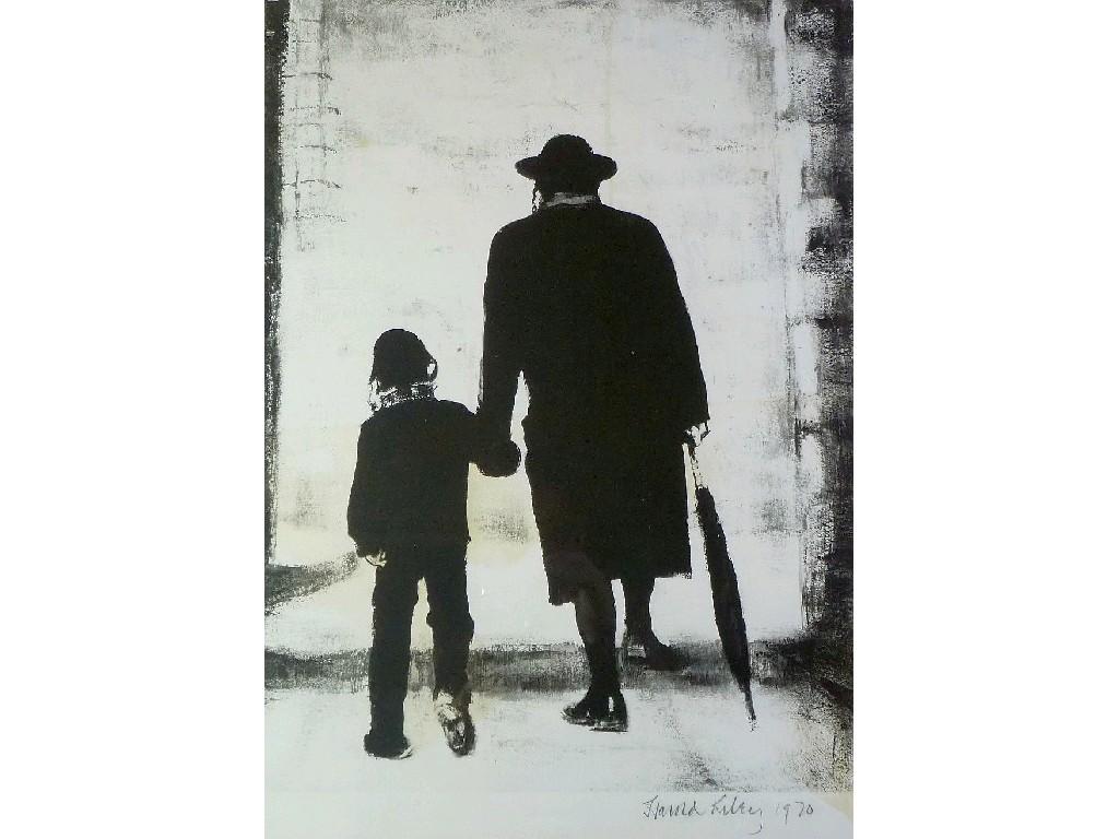 Appraisal: HAROLD RILEY b ARTIST SIGNED MONOCHROME PRINT 'Rabbi and Child'signed