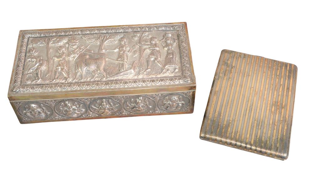 Appraisal: Two Silver Boxes to include a sterling cigarette case marked