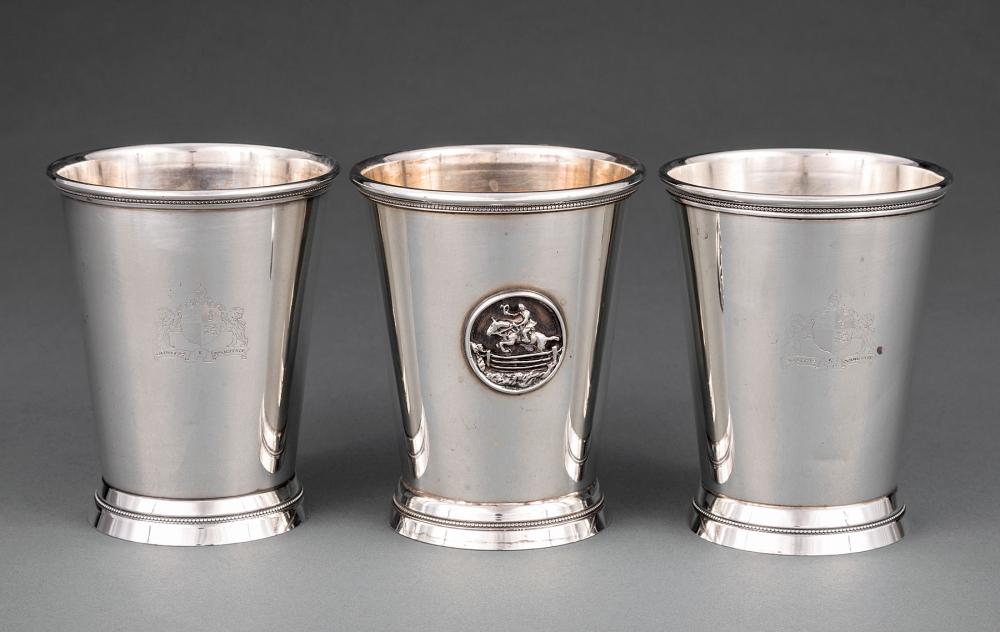 Appraisal: Three American Sterling Silver Julep Cups Hunt Silver Co Patric