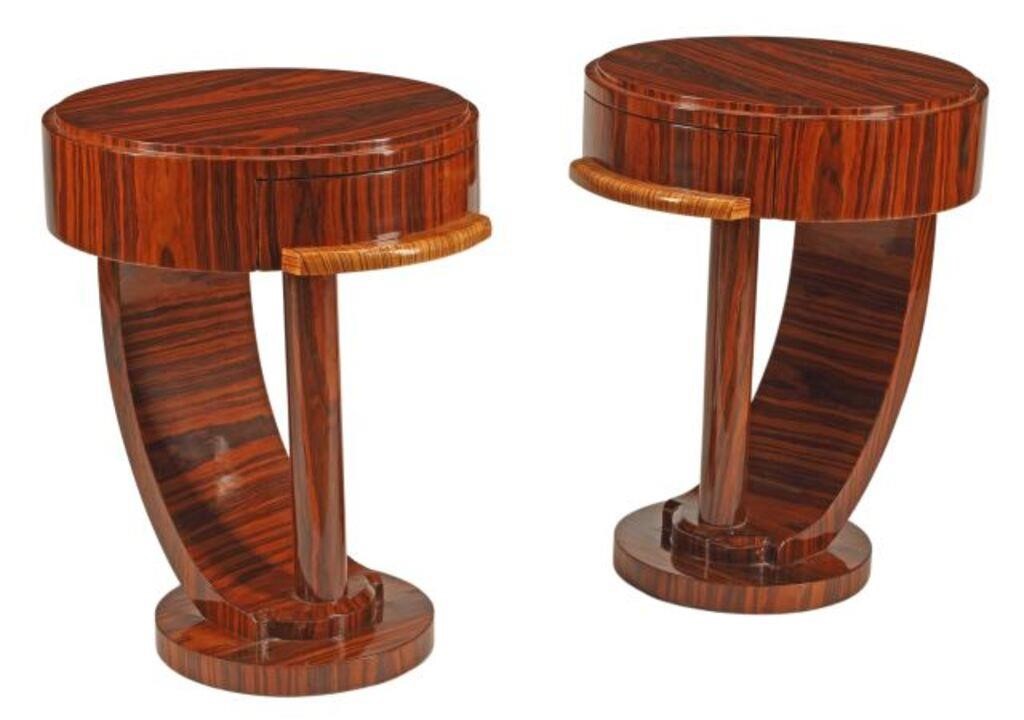 Appraisal: ART DECO STYLE ONE-DRAWER TABLES pair Art Deco style tables