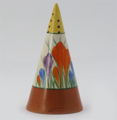 Appraisal: Crocus' a Clarice Cliff Bizarre Conical sugar sifter painted in