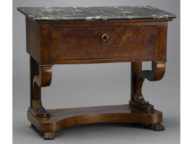 Appraisal: Classical Marble-Top Side Table England mid- th century A mahogany