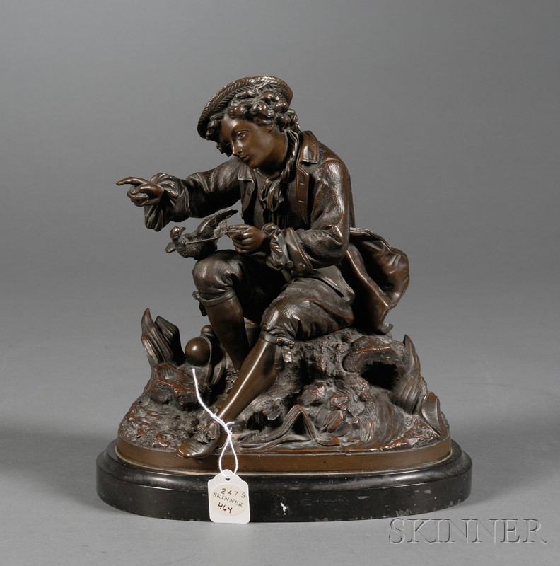 Appraisal: Bronze Figural Group France th century chocolate brown patination modeled