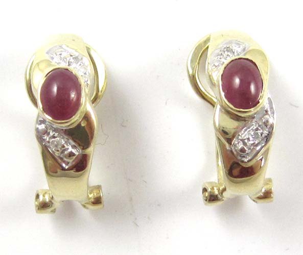 Appraisal: PAIR OF RUBY AND DIAMOND EARRINGS each k yellow gold