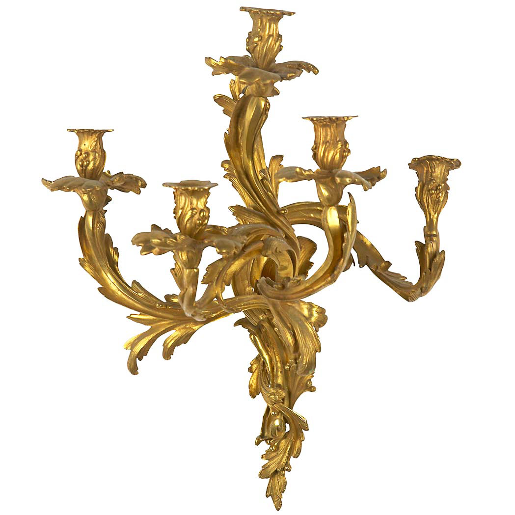 Appraisal: Louis XV Style Gilt-Bronze Five-Light Sconce Height inches C Estate